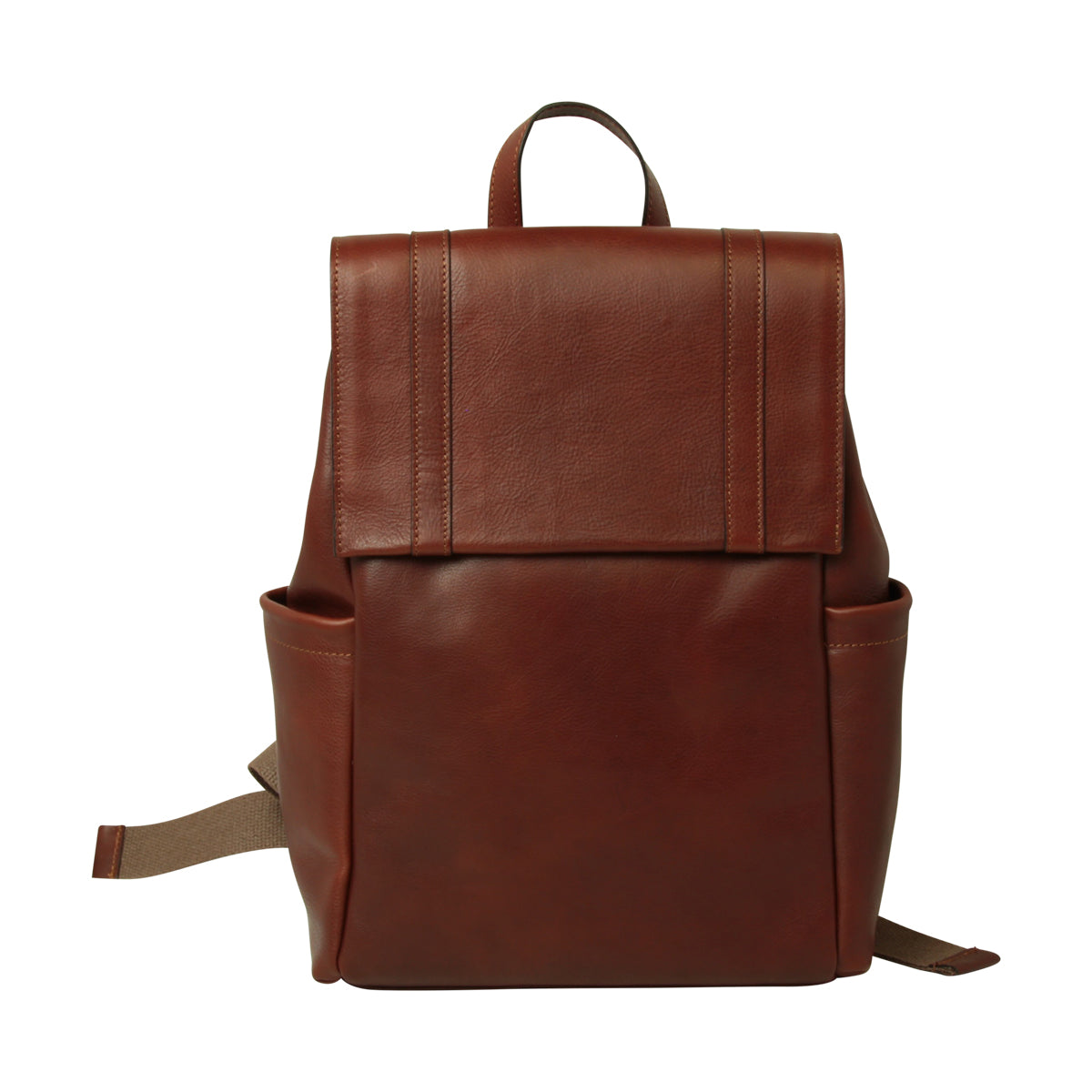 Leather Laptop Backpack with Trolley Strap- Mahogany Brown
