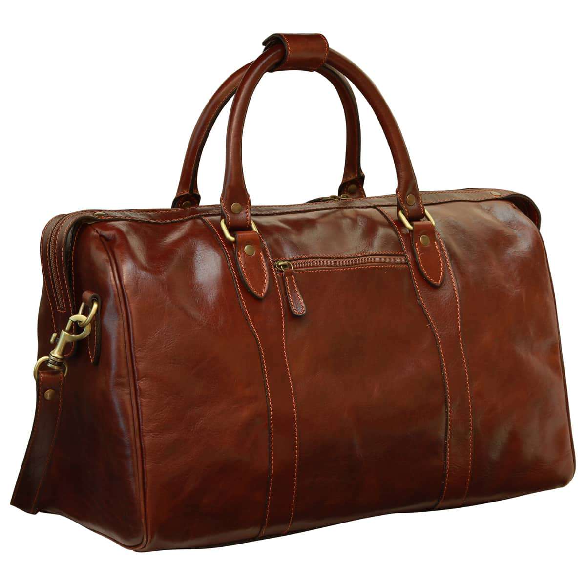 Italian Leather Travel Bags for Men in Full-Grain Leather - Brown