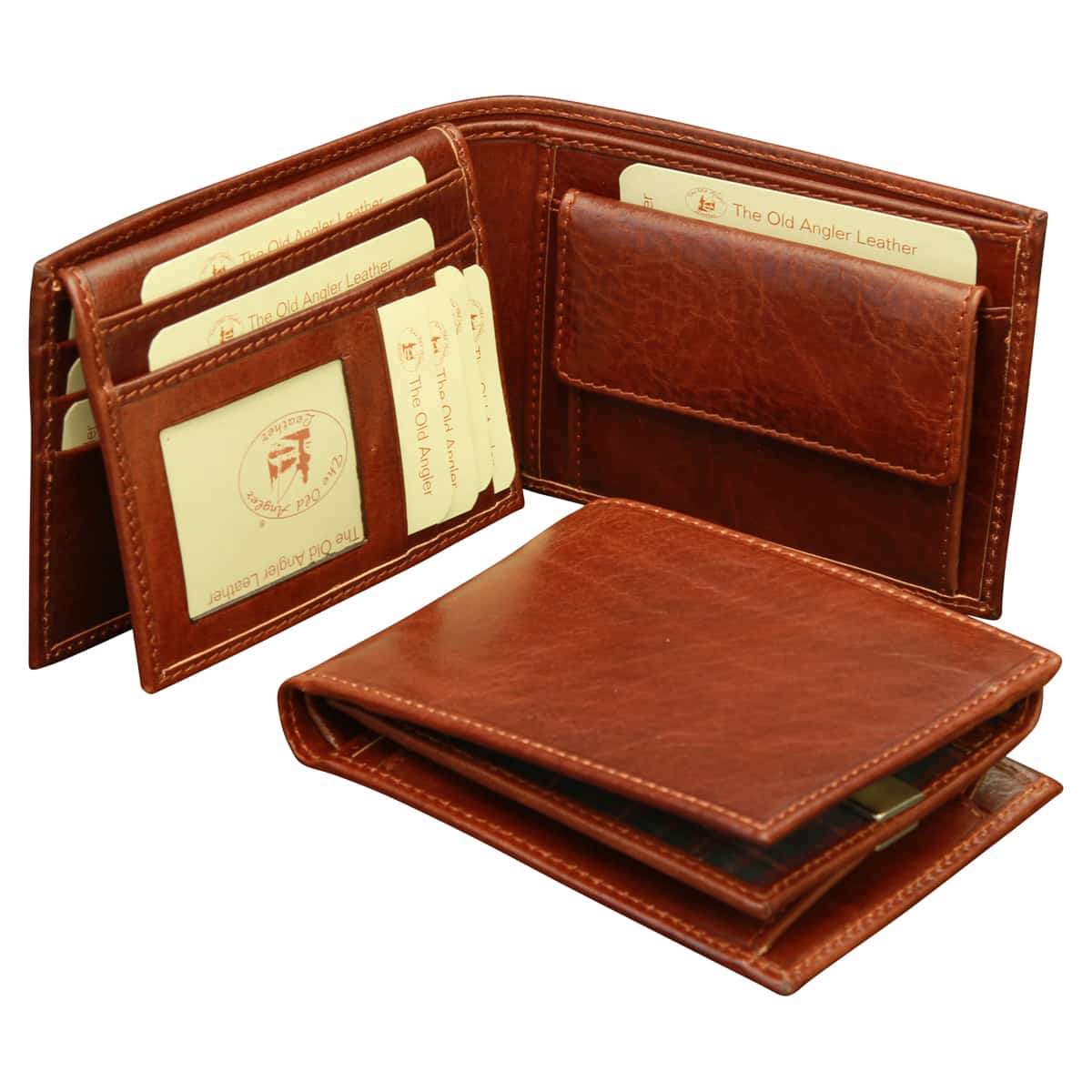 Men’s Leather Wallet with Coin Pocket in Full-Grain Leather. Brown
