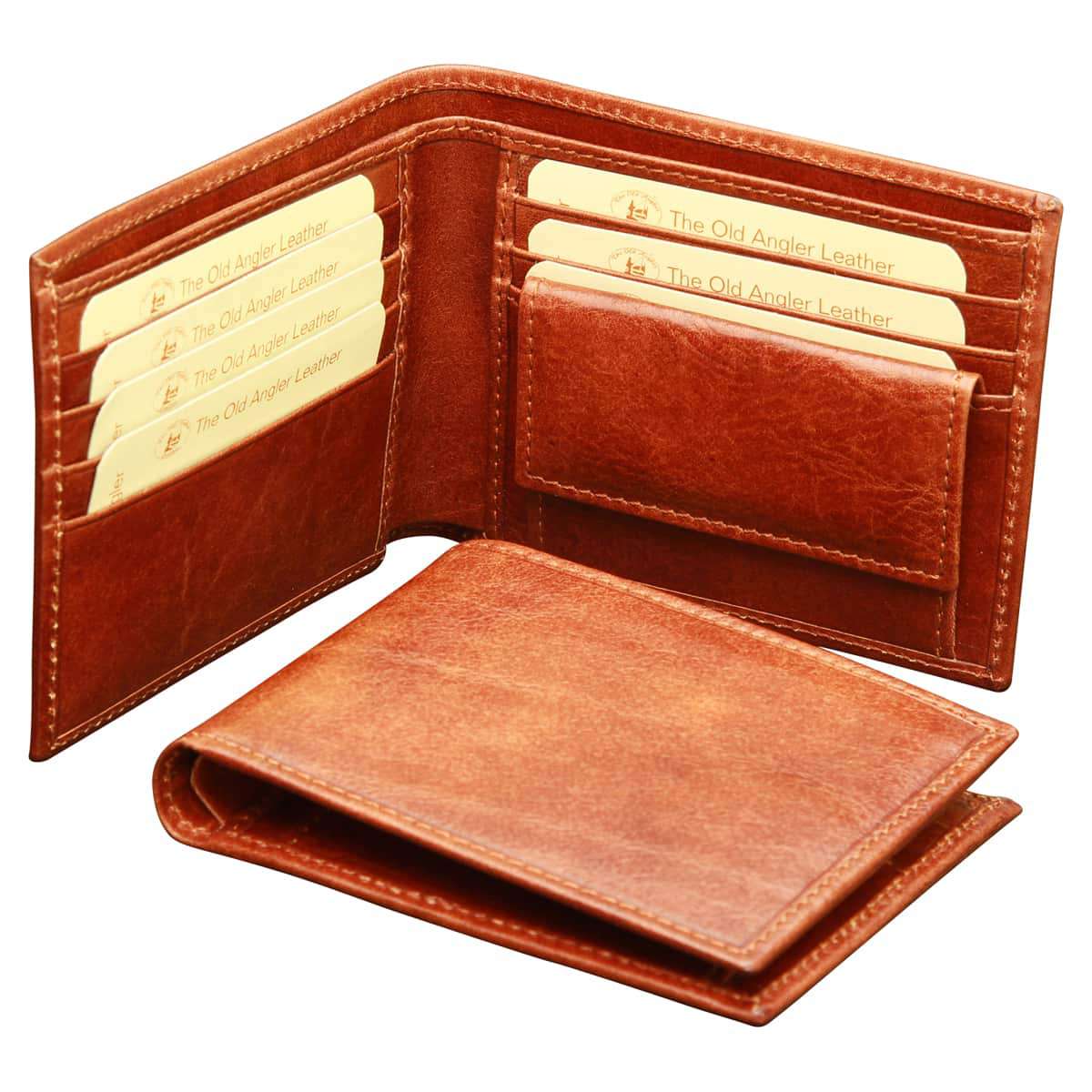 Leather wallet with coin pocket - Brown with RFID