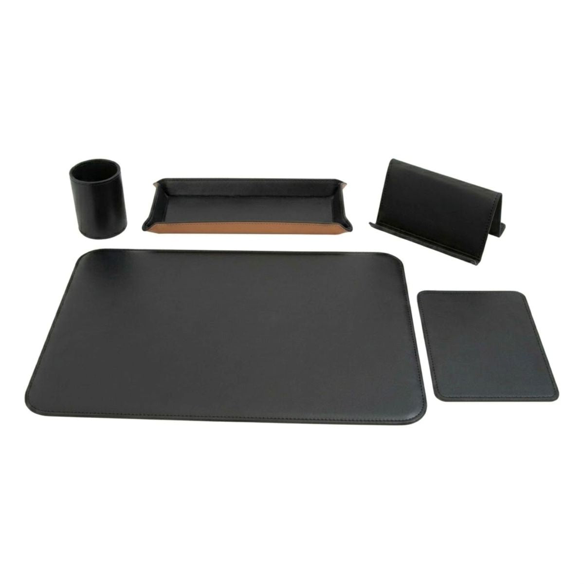 Leather desk kit - 5 pcs black