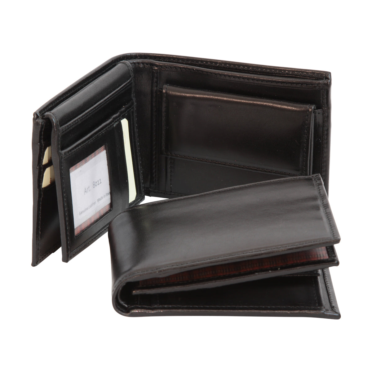 Men’s Leather Wallet with Coin Pocket in Full-Grain Leather. Black