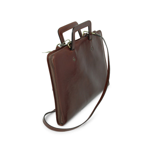 Full grain leather folder - brown