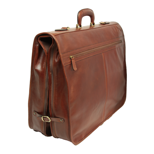 Full grain leather garment bag - brown