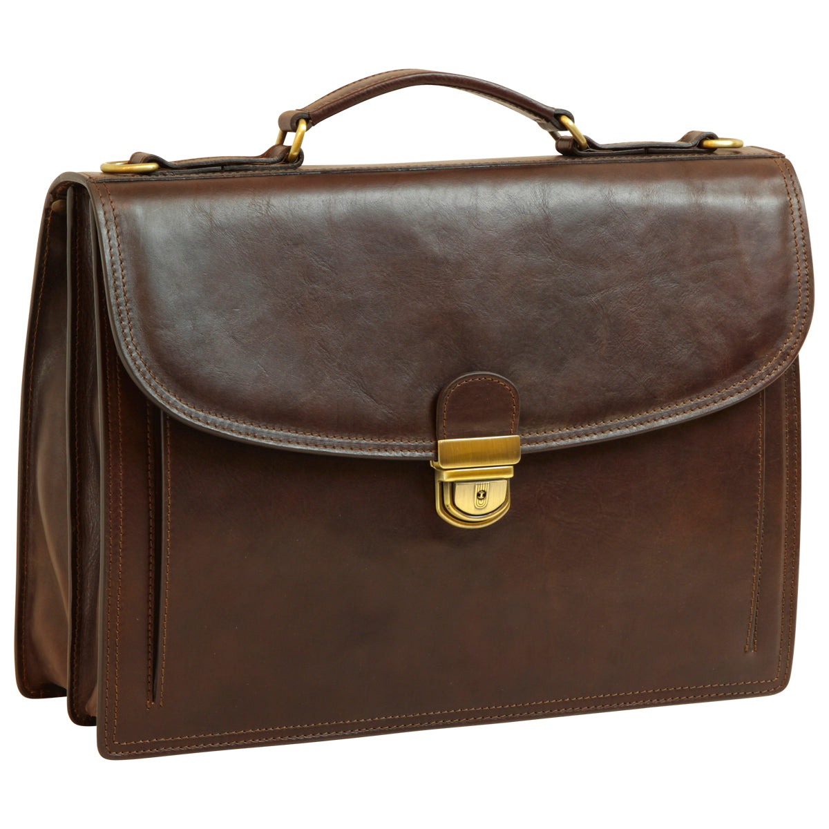 Leather Shoulder Bag for Men in Full-Grain Leather. Dark Brown