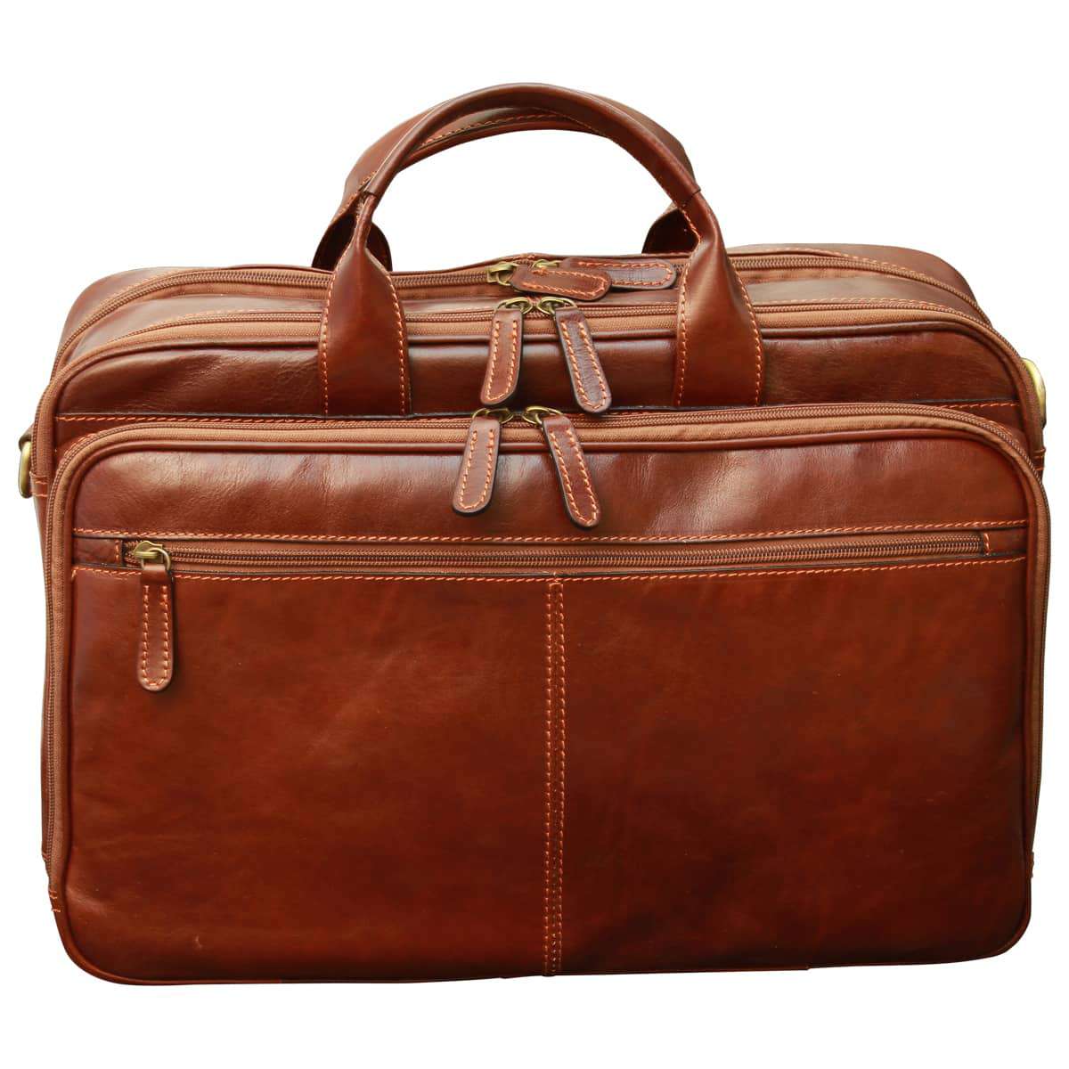 Leather computer briefcase - Brown