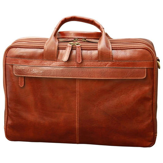 Esclusiva II Leather Laptop Briefcase - Brown