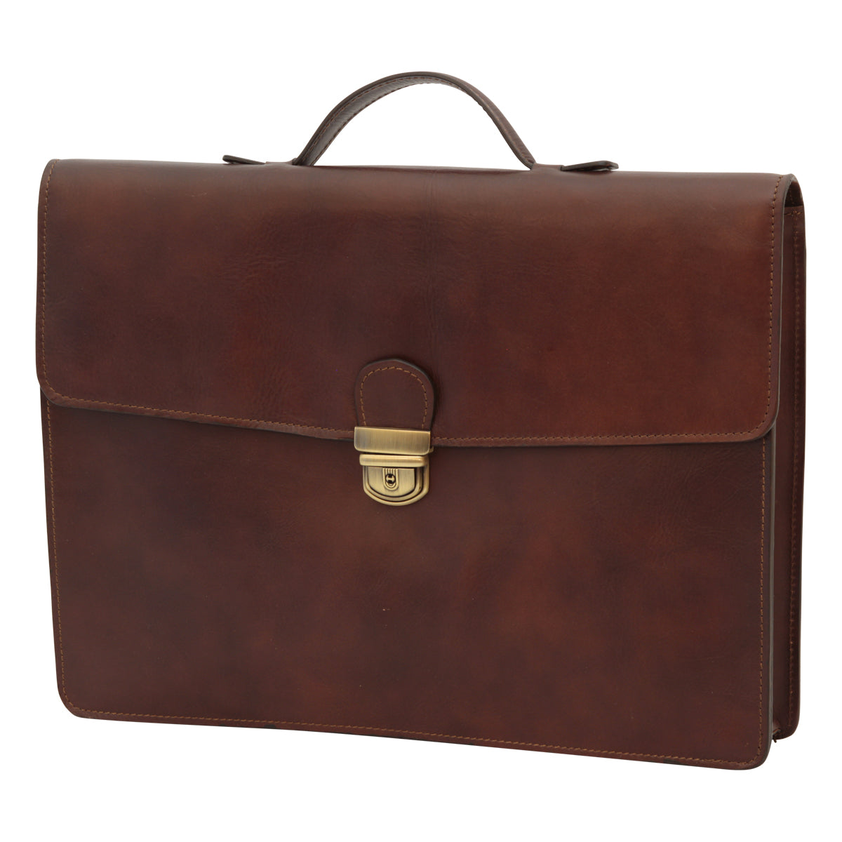 Business leather briefcase dark brown