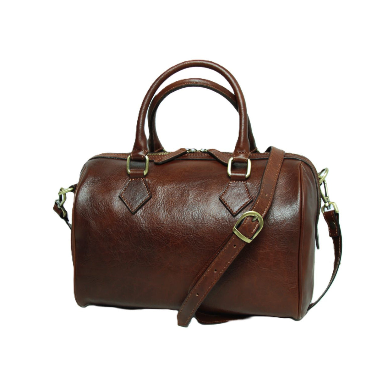 Double handled shoulder bag - brown