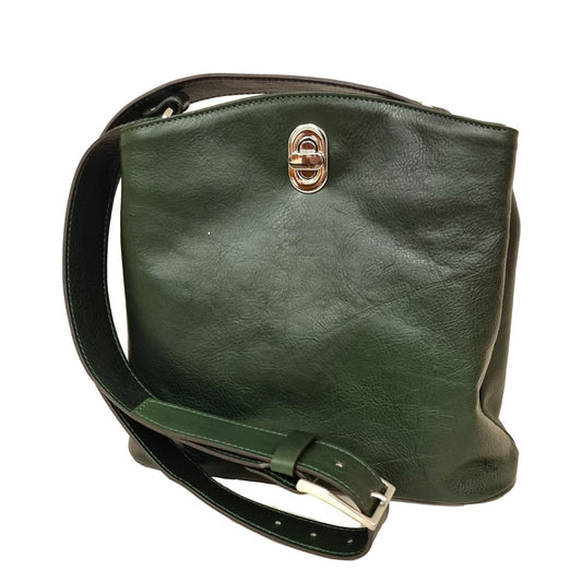 LEATHER BUCKET BAG-GREEN