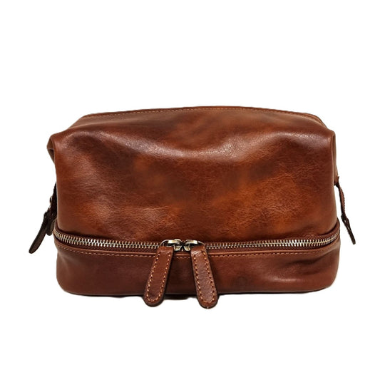 Beauty case with double compartment-Brown