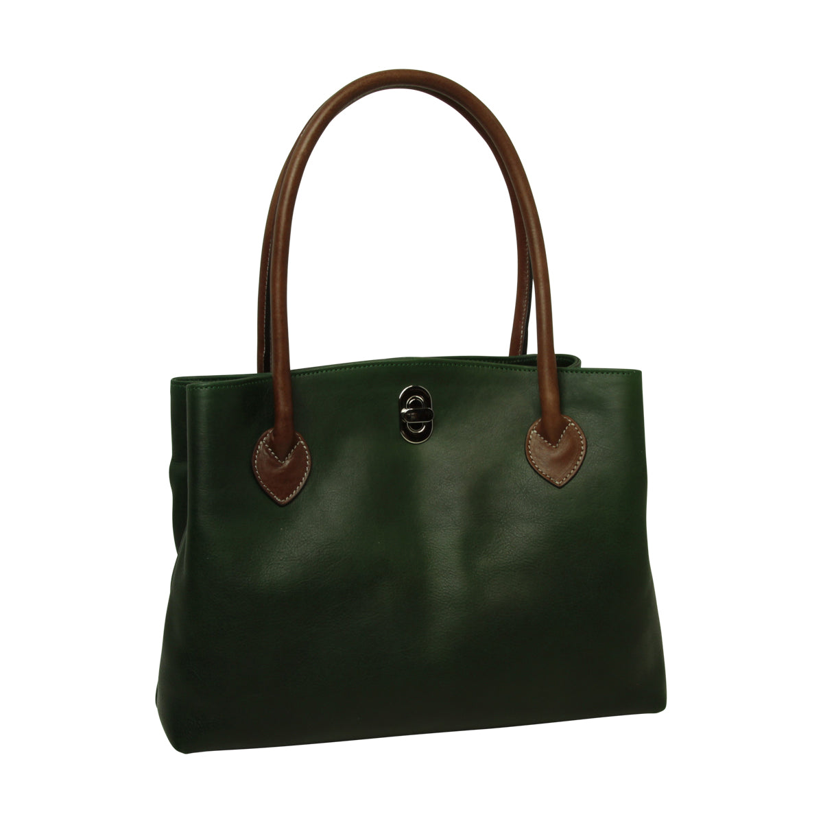 WOMAN’S TWO-HANDLE BAG IN TWO -TONE FULL-GRAIN LEATHER-GREEN