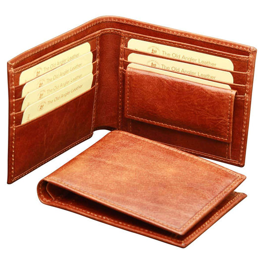 Leather wallet with coin pocket - Brown with RFID