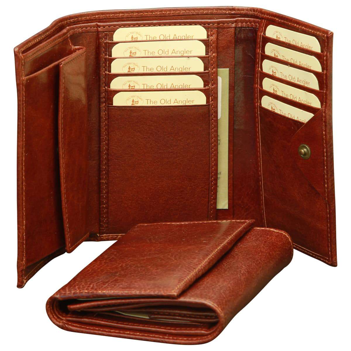 Women's Leather Trifold Wallet-Brown