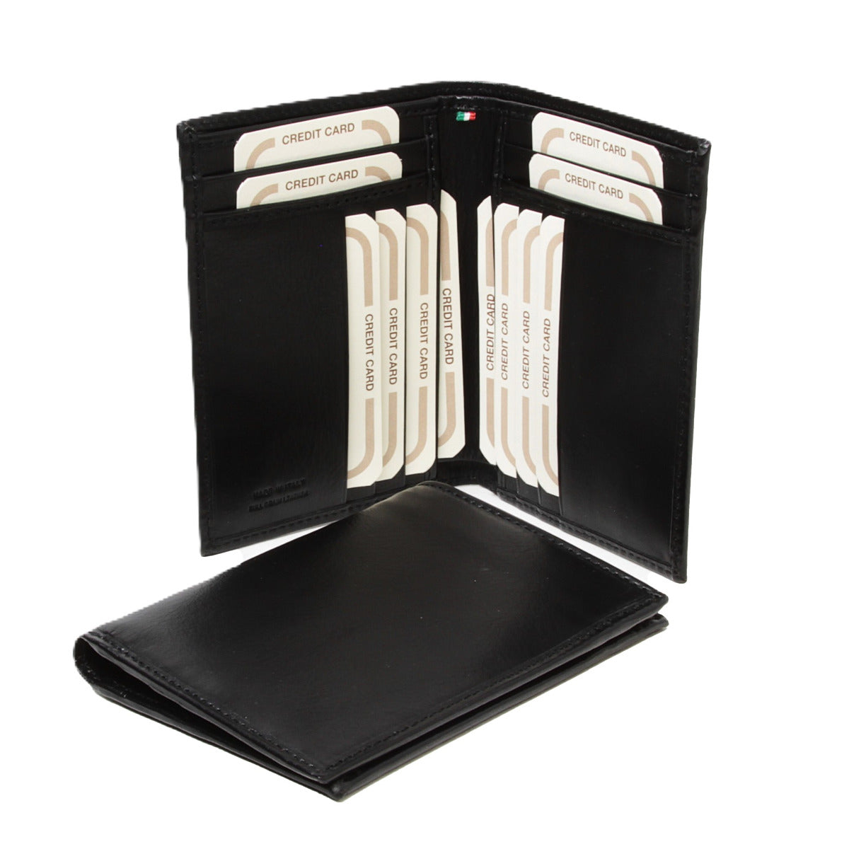 LEATHER CARD HOLDER WITH RFID-BLACK