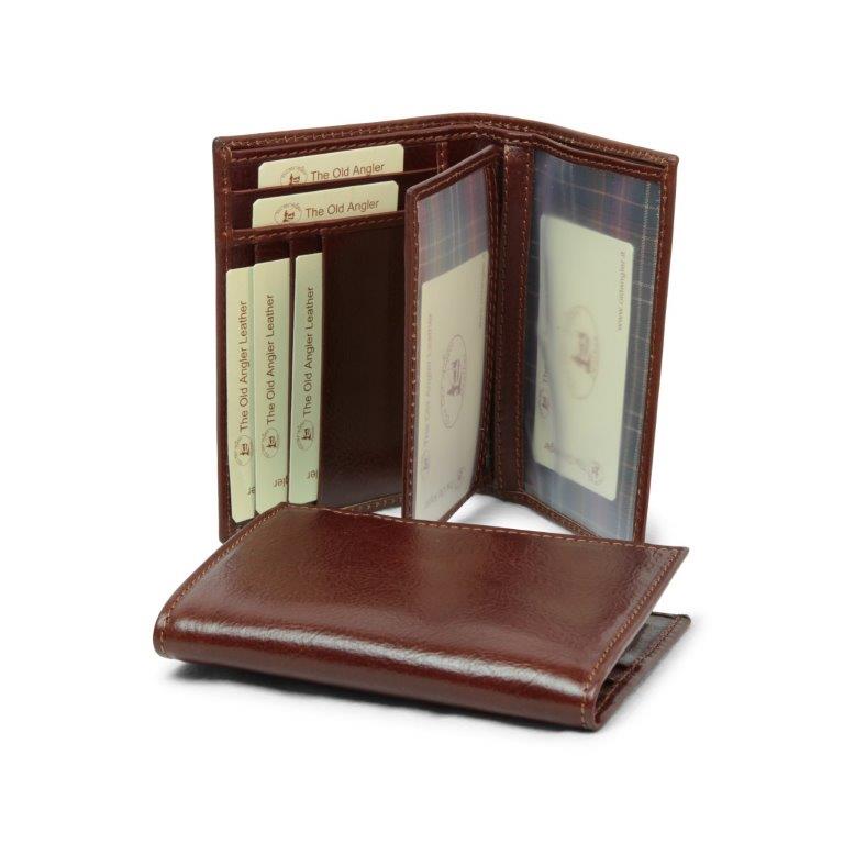 LEATHER CARD HOLDER WITH LIGHT POCKETS-BROWN