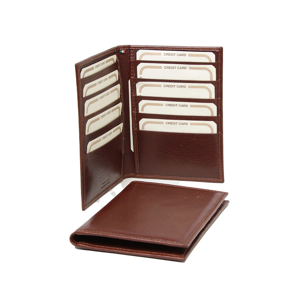 Leather Card Holder with RFID Protection - Brown